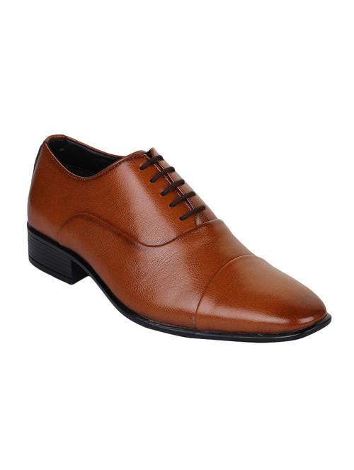 tan leatherette lace-up oxfords - 15606319 - Very Small Image - 1