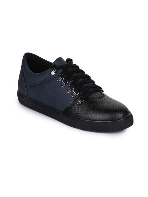 navy leatherette lace up sneakers - 15606359 - Very Small Image - 1