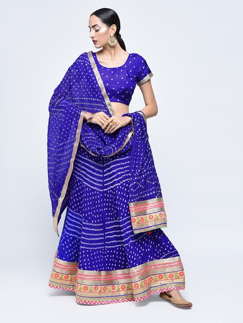 bandhani flared lehenga set - 15606539 - Very Small Image - 1