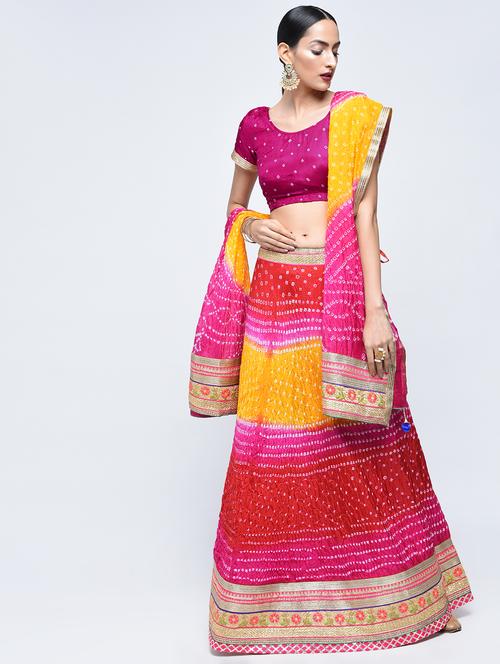 bandhani flared lehenga set - 15606543 - Very Small Image - 1
