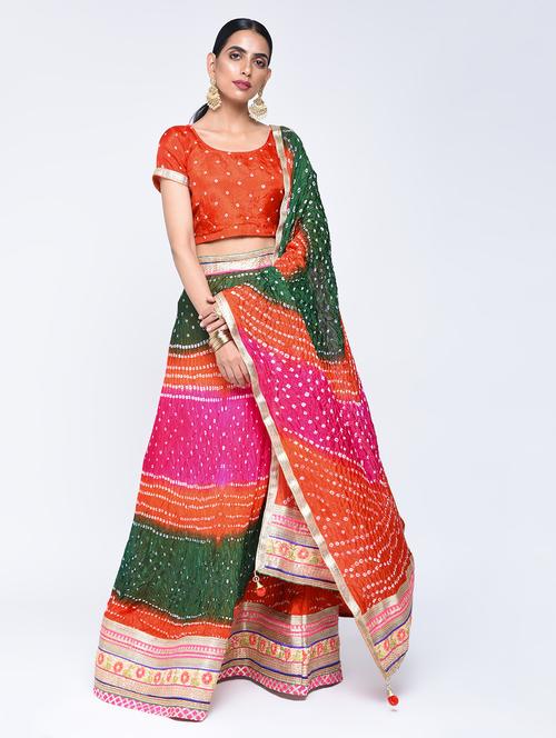bandhani flared lehenga set - 15606544 - Very Small Image - 1
