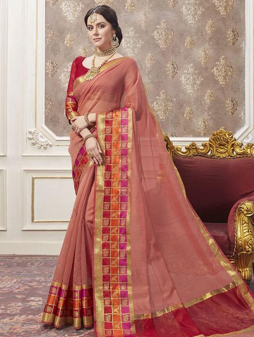 zari bordered saree with blouse - 15606572 - Very Small Image - 1