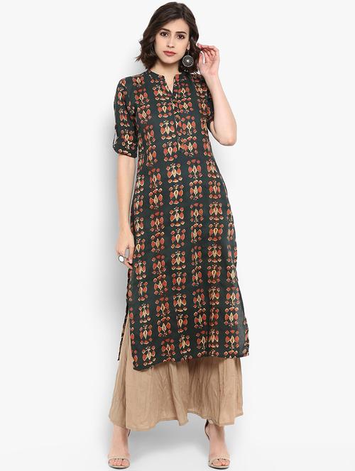 thread work kurta with palazzo set - 15606846 - Very Small Image - 1