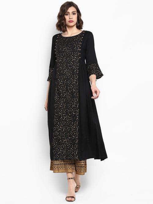 foil printed kurta with palazzo set - 15606857 - Very Small Image - 1