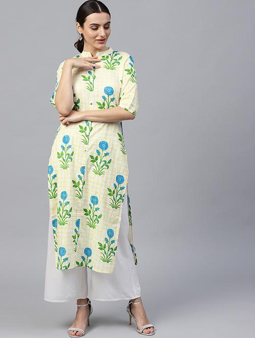 floral straight kurta - 15606908 - Very Small Image - 1