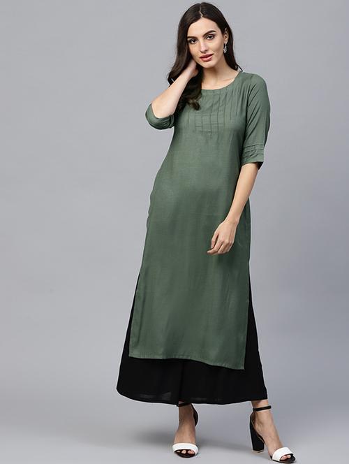 juniper pintucks straight kurta - 15606938 - Very Small Image - 1