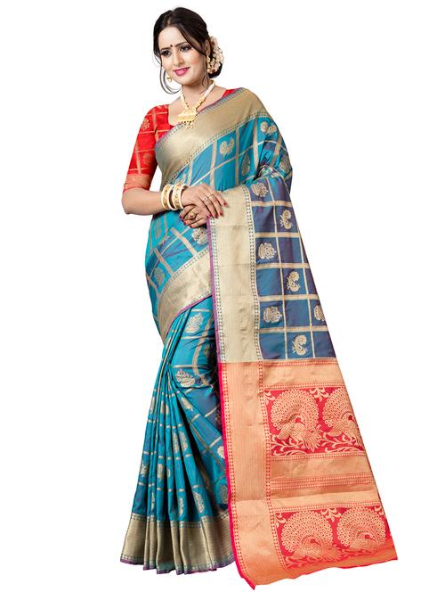 conversational zari motif banarasi saree - 15606956 - Very Small Image - 1