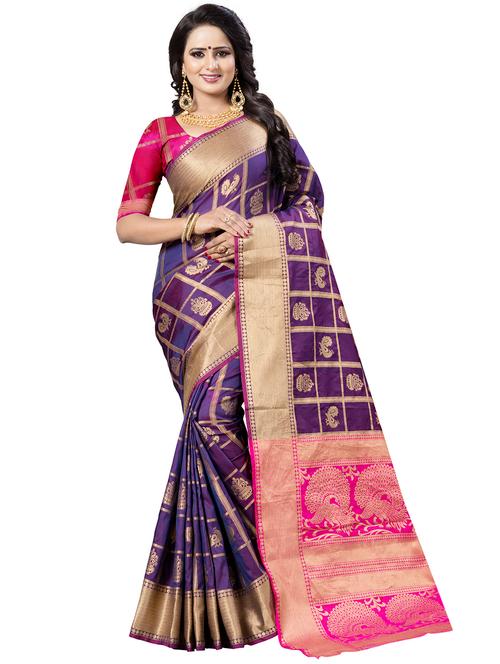 conversational zari motif banarasi saree - 15606957 - Very Small Image - 1