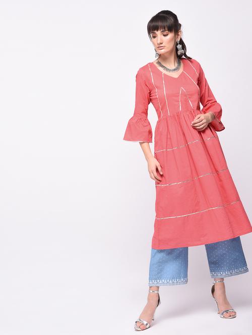 flared bell sleeves gotta work kurta - 15607025 - Very Small Image - 1