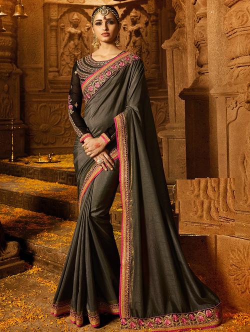embellished lace bordered saree - 15607111 - Very Small Image - 1