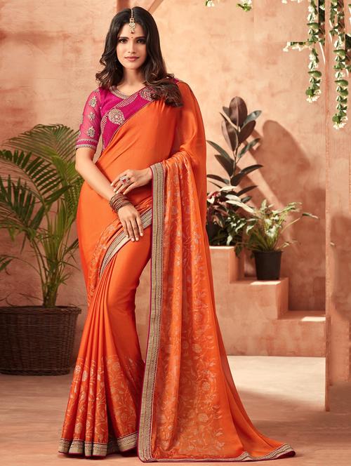 ditsy floral bordered saree - 15607143 - Very Small Image - 1