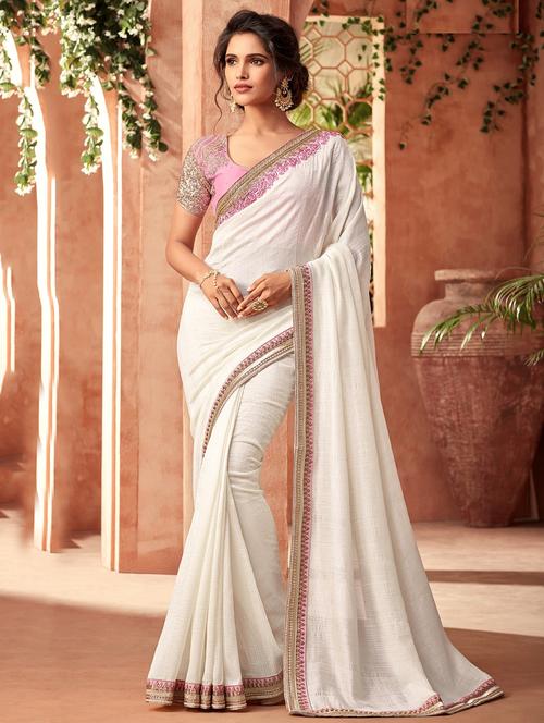embellished lace bordered saree - 15607196 - Very Small Image - 1