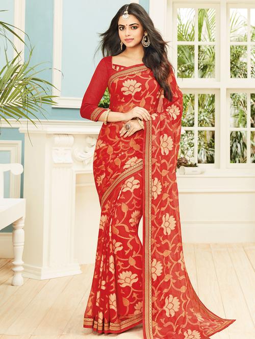 ditsy floral woven saree - 15607211 - Very Small Image - 1