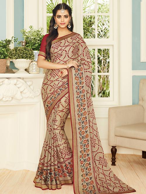 ditsy floral bordered printed saree - 15607217 - Very Small Image - 1