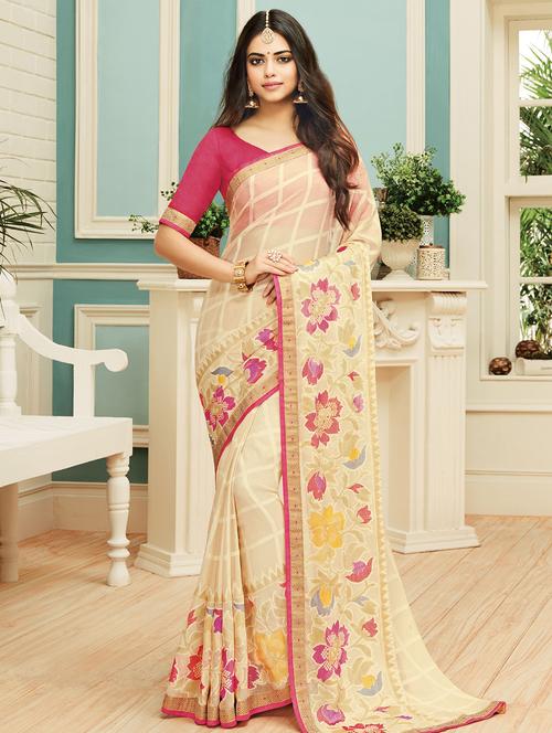 checkered printed saree - 15607227 - Very Small Image - 1