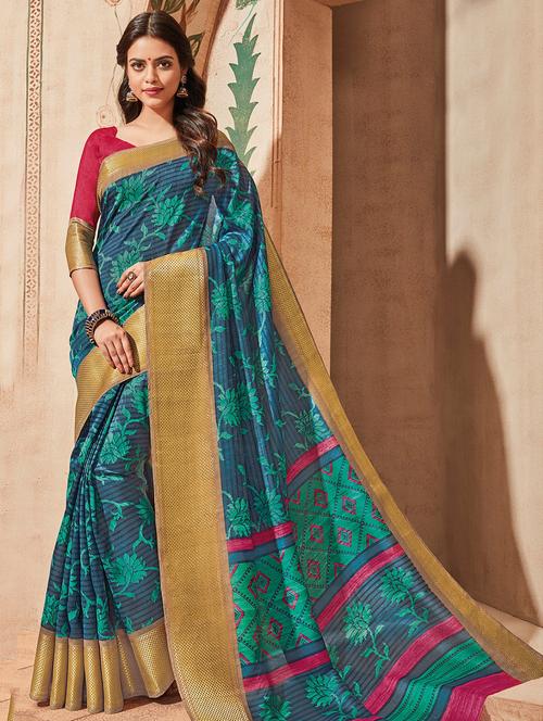 floral printed saree - 15607254 - Very Small Image - 1