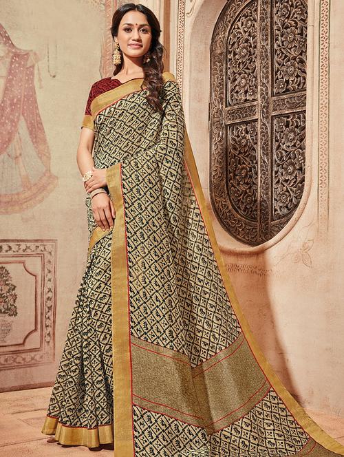 conversational printed saree - 15607258 - Very Small Image - 1