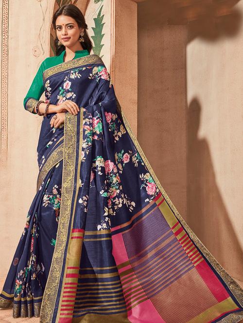 floral printed saree - 15607259 - Very Small Image - 1