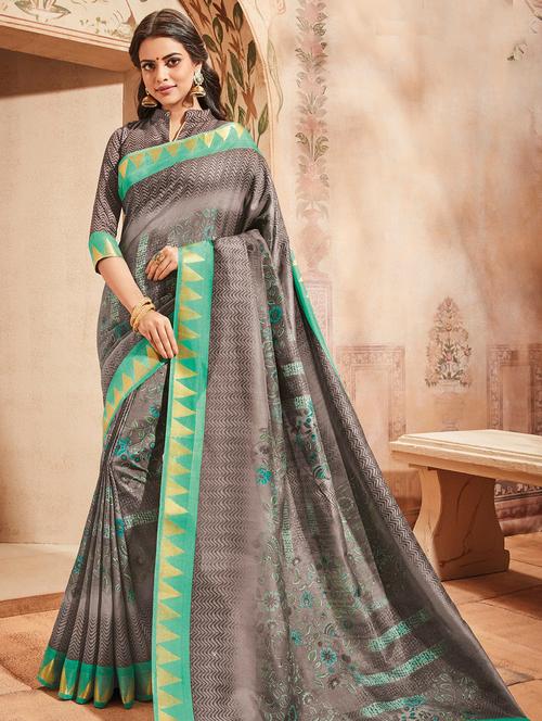 temple bordered printed saree - 15607271 - Very Small Image - 1