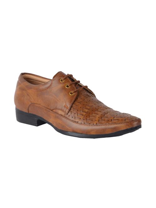 tan leatherette lace-up derbys - 15607429 - Very Small Image - 1