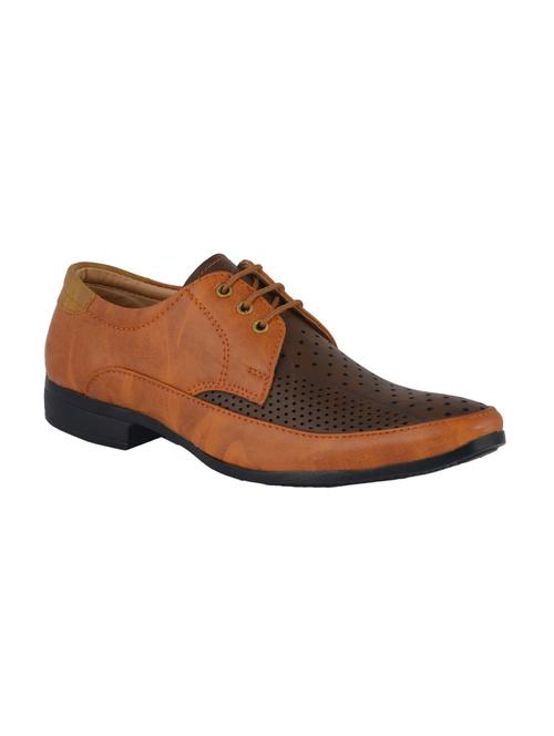 tan leatherette lace up shoes - 15607434 - Very Small Image - 1