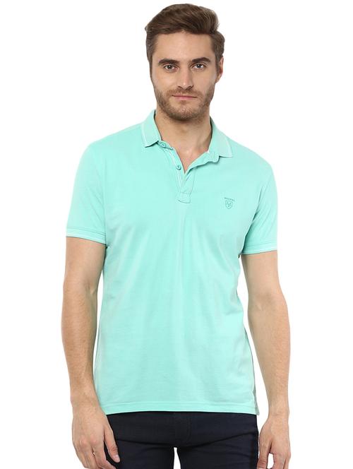 turquoise cotton polo t-shirt - 15607787 - Very Small Image - 1