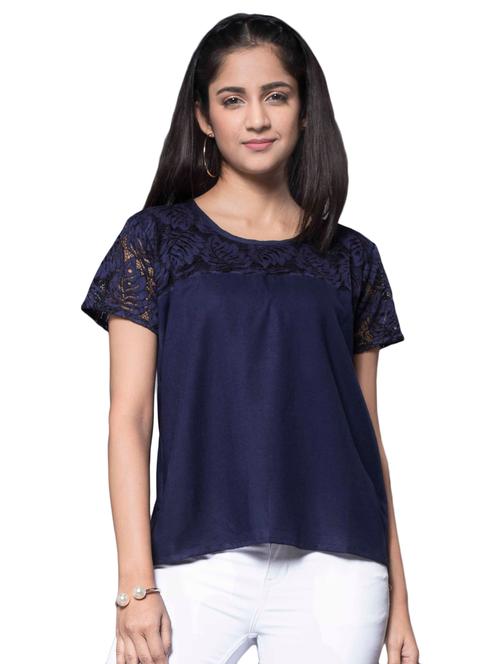 keyhole back lace paneled top - 15607869 - Very Small Image - 1