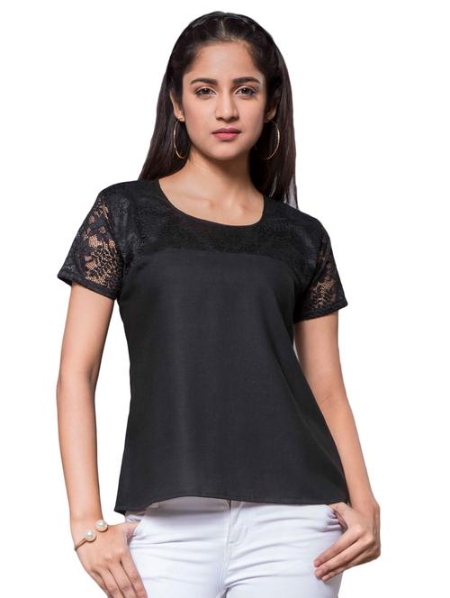 keyhole back lace paneled top - 15607870 - Very Small Image - 1