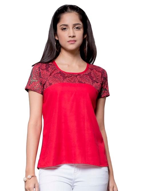 keyhole back lace paneled top - 15607871 - Very Small Image - 1