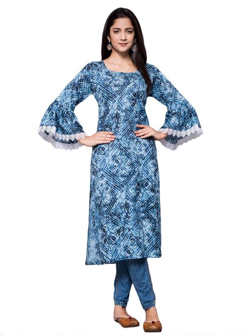 bell sleeves straight kurta - 15607899 - Very Small Image - 1
