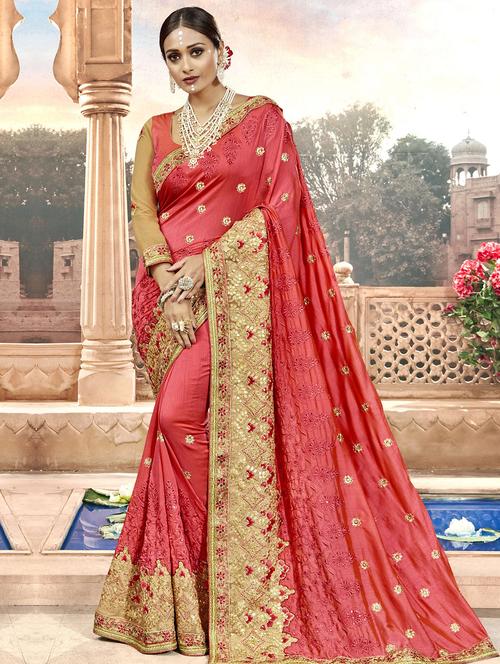zari embroidered saree with blouse - 15608445 - Very Small Image - 1