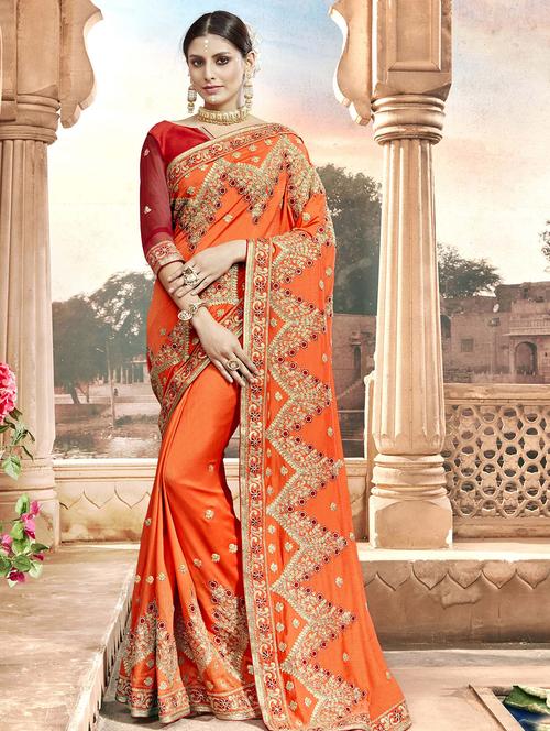 zari embroidered saree with blouse - 15608447 - Very Small Image - 1