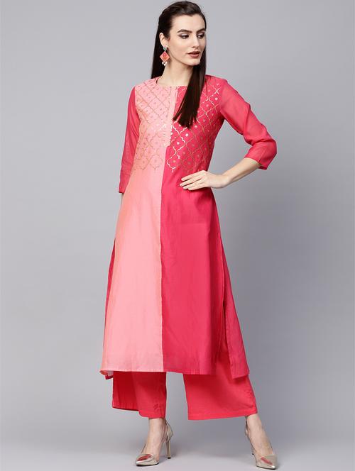 sequin straight half &half kurta - 15608483 - Very Small Image - 1
