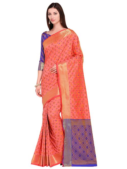 conversational zari motif patola saree with blouse - 15608490 - Very Small Image - 1