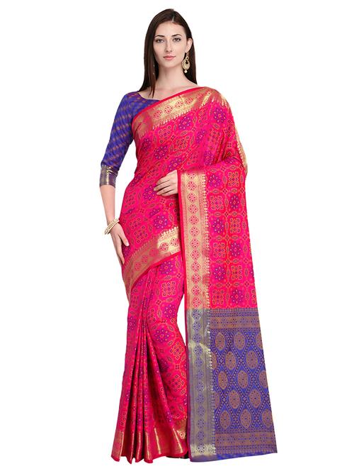 geometrical zari motif patola saree with blouse - 15608499 - Very Small Image - 1