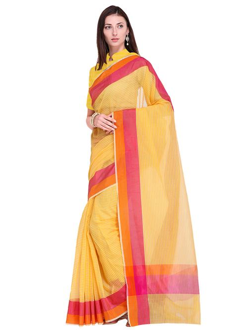 contrast border striped printed saree with blouse - 15608507 - Very Small Image - 1