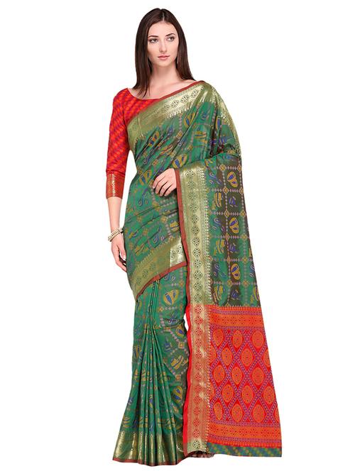 conversational zari motif patola saree with blouse - 15608509 - Very Small Image - 1