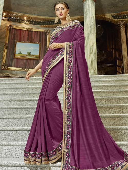 zari lace bordered saree with blouse - 15608830 - Very Small Image - 1
