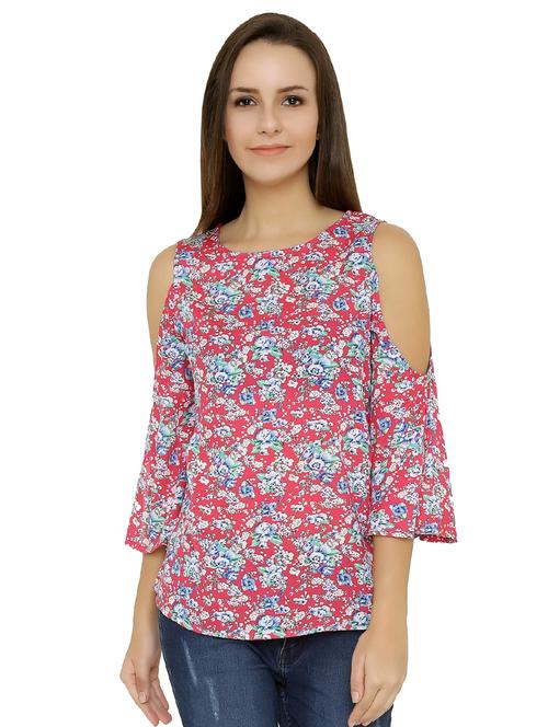 cold shoulder floral top - 15610281 - Very Small Image - 1