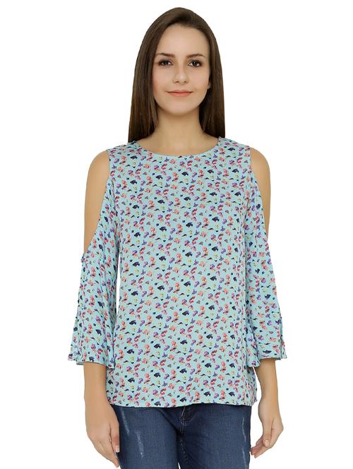 cold shoulder ditsy floral top - 15610282 - Very Small Image - 1