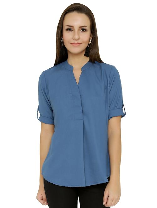 roll tab sleeve pleat detail top - 15610300 - Very Small Image - 1