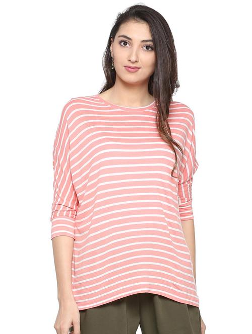 extended sleeved striped asymmetric tee - 15610773 - Very Small Image - 1