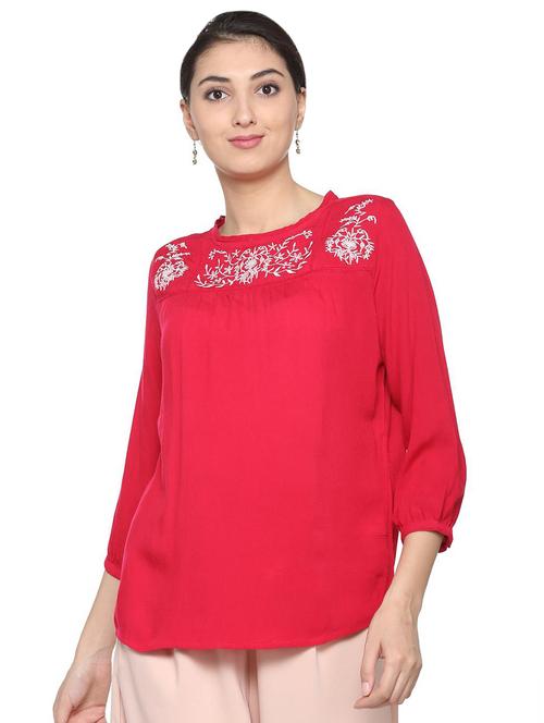 lace detail embroidered yoke top - 15610774 - Very Small Image - 1