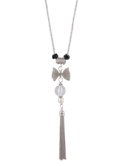 silver metal long necklace - 15611138 - Very Small Image - 1