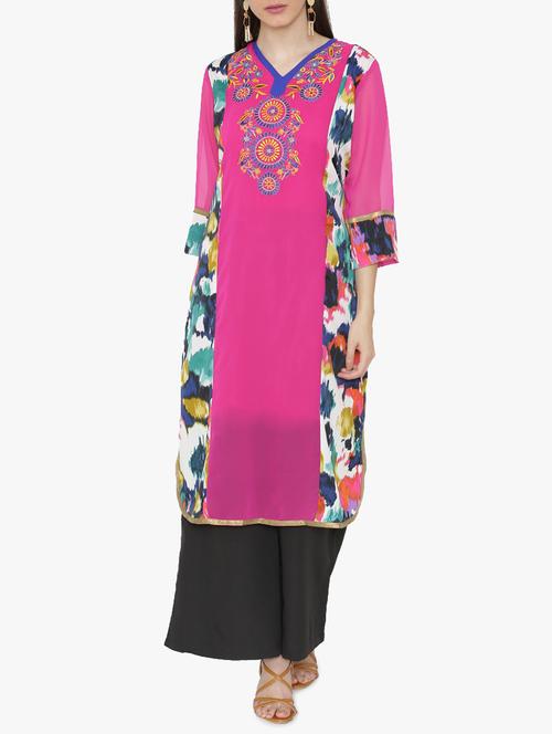 embroidered straight kurta - 15611355 - Very Small Image - 1