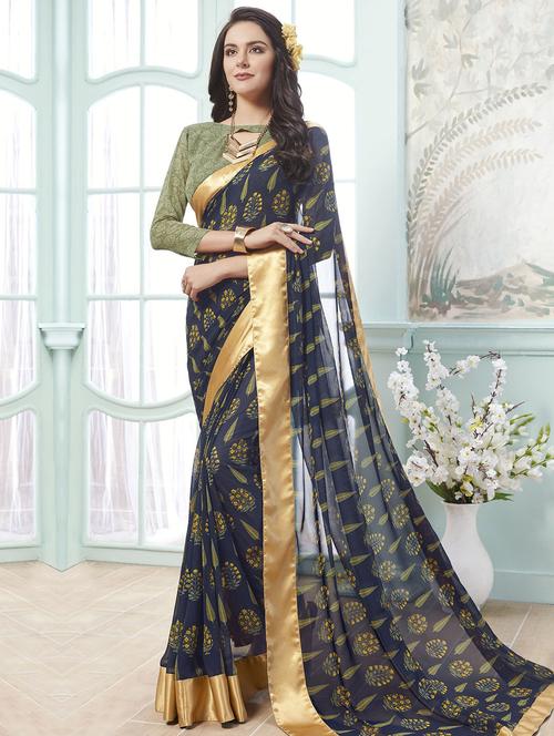 ditsy floral printed saree with blouse - 15611534 - Very Small Image - 1