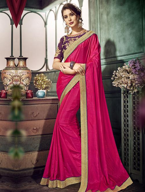 zari lace bordered saree with blouse - 15611546 - Very Small Image - 1