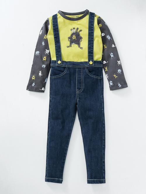 blue cotton dungaree set - 15611656 - Very Small Image - 1