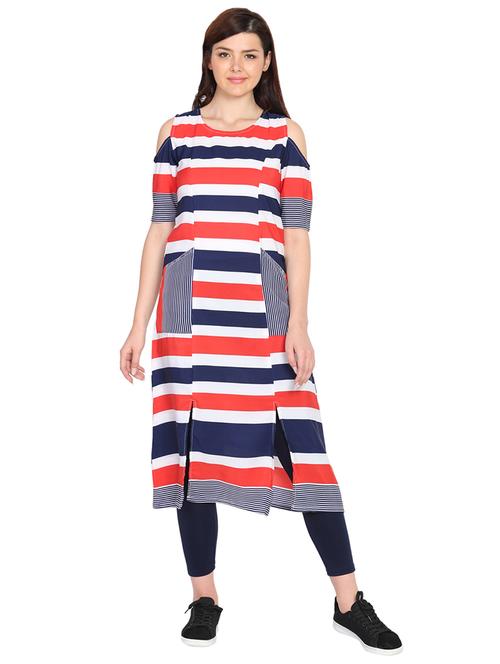 cold shoulder striped tunic - 15611726 - Very Small Image - 1