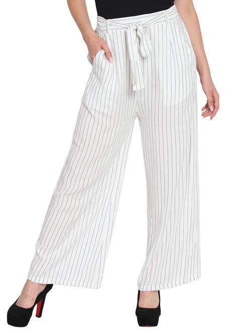tie up waist striped palazzo - 15611728 - Very Small Image - 1